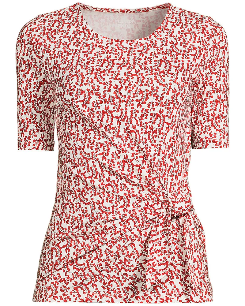 Lands' End Baumwolle/Modal-Shirt mit Bindeschleife, Damen, Größe regular, Orange, Baumwolle Modal, by Orange