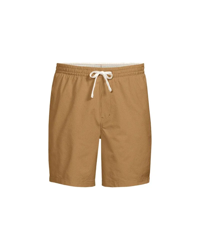 Lands' End Seersucker-Badeshorts mit Hydroliner, 18 cm, Herren, Größe:52-54 regular, Braun, Elasthan/Polyester-Mischung, by Braun