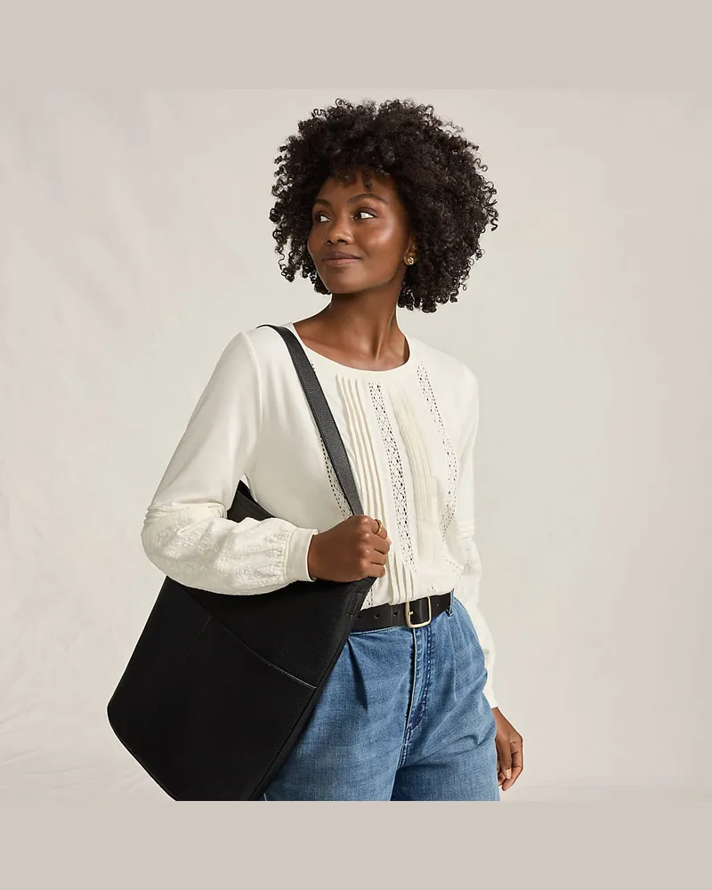 Lands' End Biesenshirt aus Baumwoll/Modalmix, Damen, Größe petite, Weiß, Baumwoll-Mischung/Viskose-Mischung, by Weiß