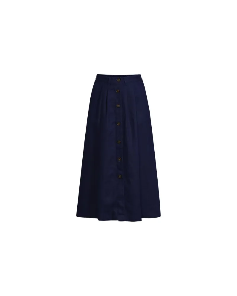 Lands' End Leinen-Midirock, Damen, Größe regular, Blau, Leinen, by Blau