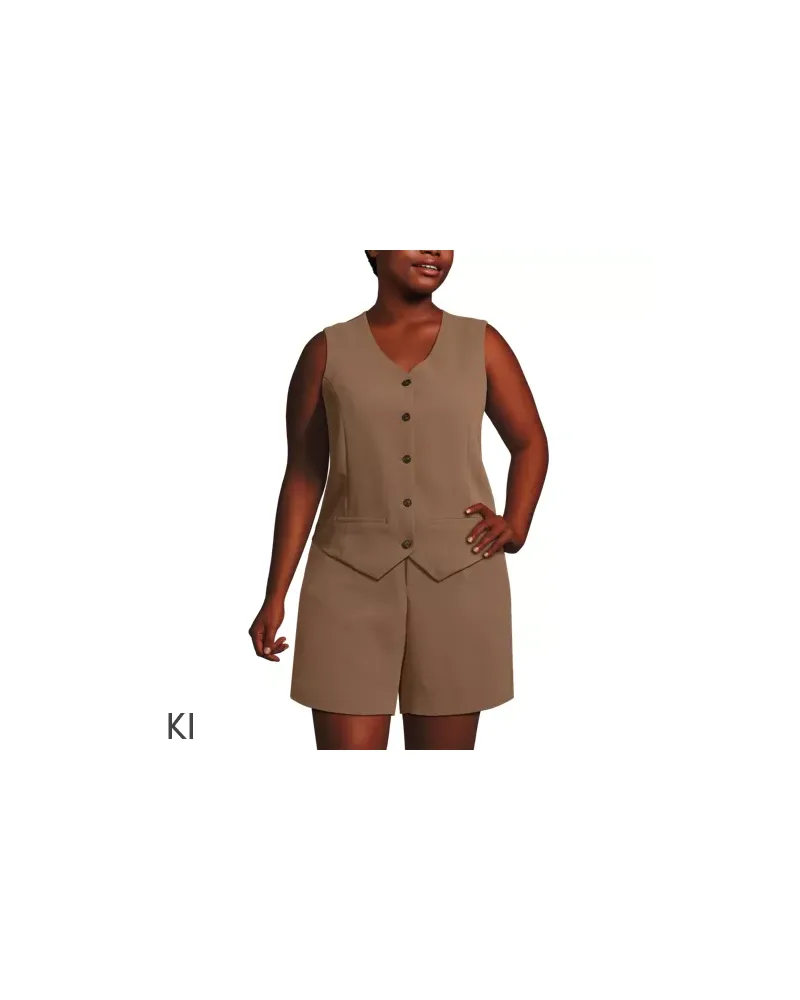 Lands' End Weste aus Crêpe, Damen, Größe plus, Braun, Polyester, by Braun