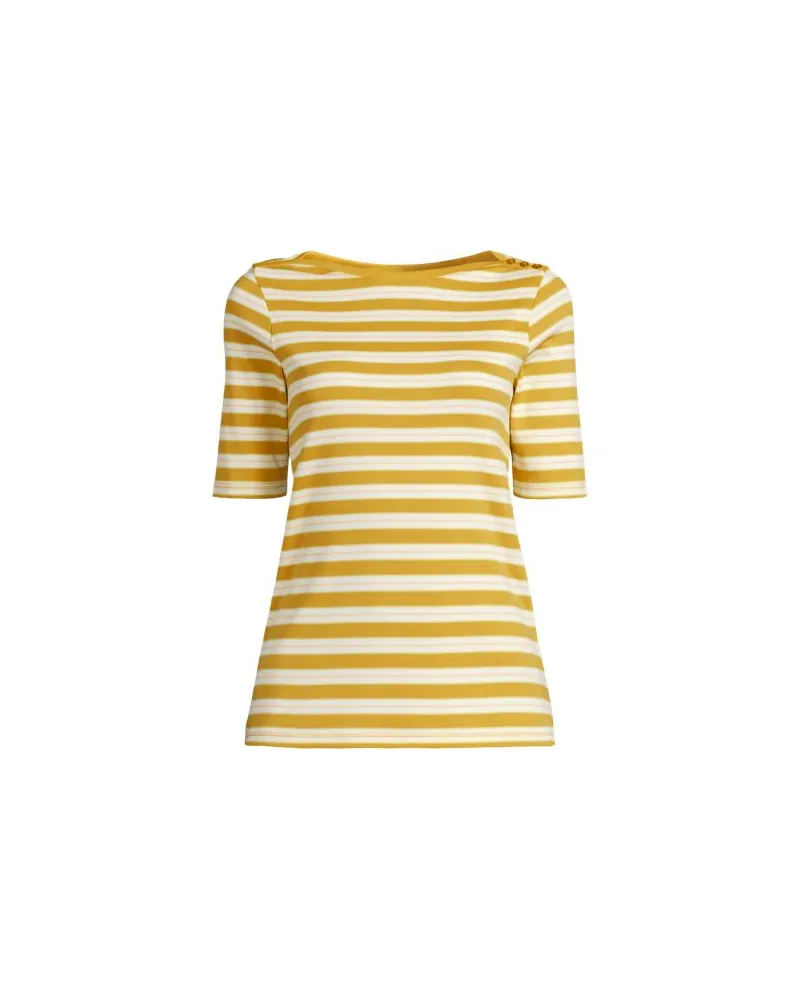 Lands' End Supima-Shirt aus Baumwolle mit U-Boot-Ausschnitt, Damen, Größe regular, Gelb, Baumwolle, by Gelb