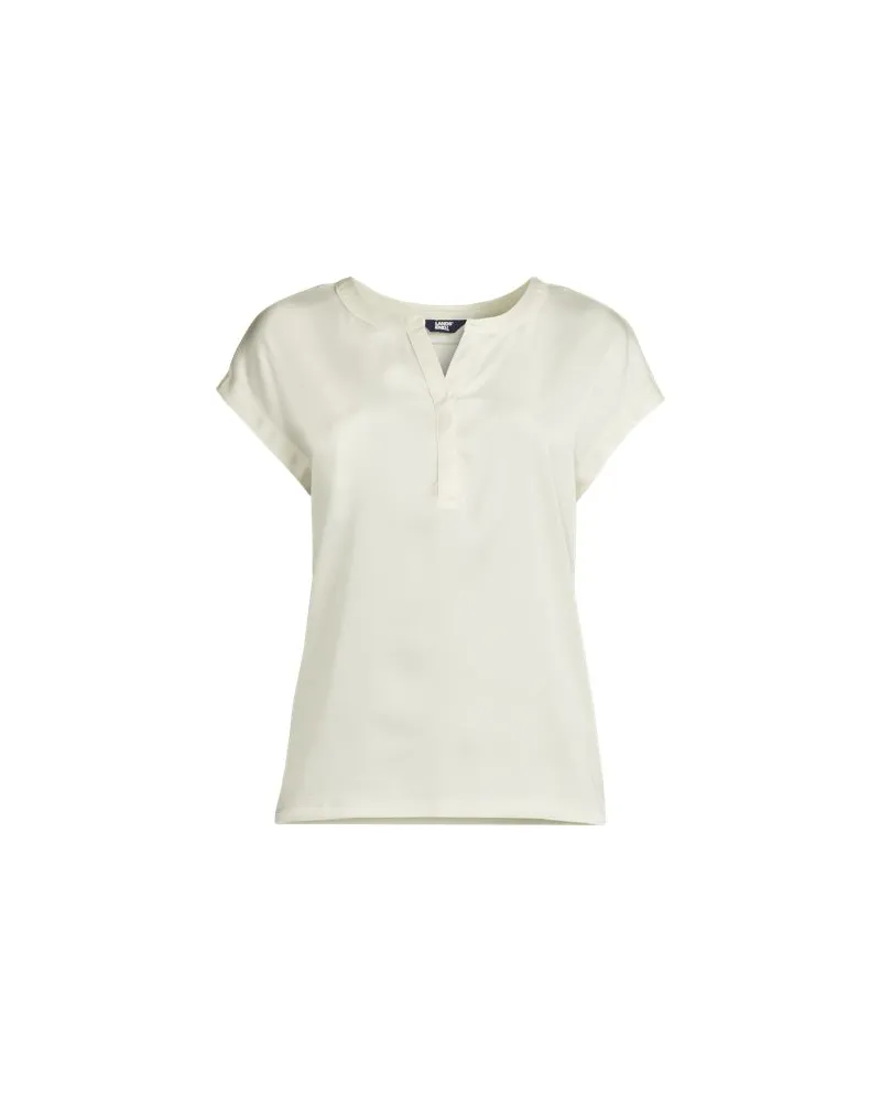 Lands' End Satin-Top mit Schlitz, Damen, Größe:44-46 regular, Weiß, Polyester/Viskose/Polyester-Mischung, by Weiß