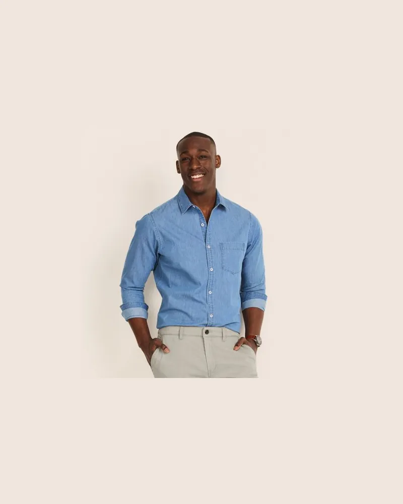 Lands' End Leichtes Jeans-Hemd, Herren, Größe:48-50 regular, Blau, Baumwolle, by Blau