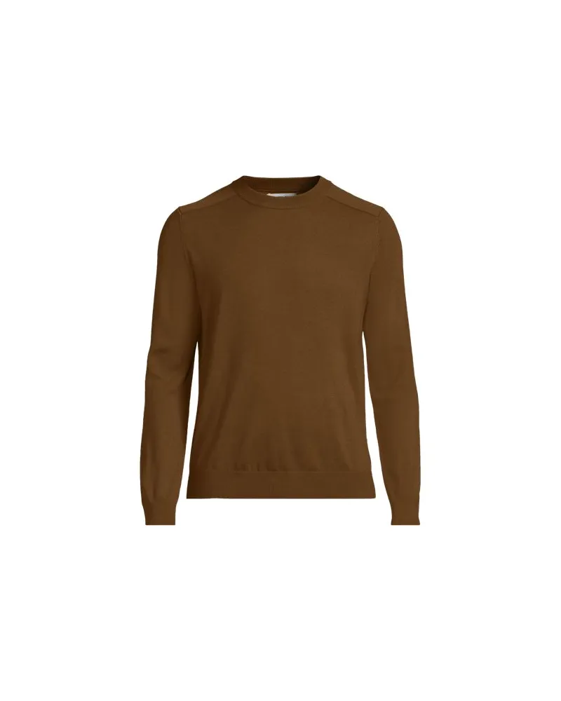 Lands' End Merino-Rundhalspullover, Herren, Größe regular, Braun, Wolle, by Braun