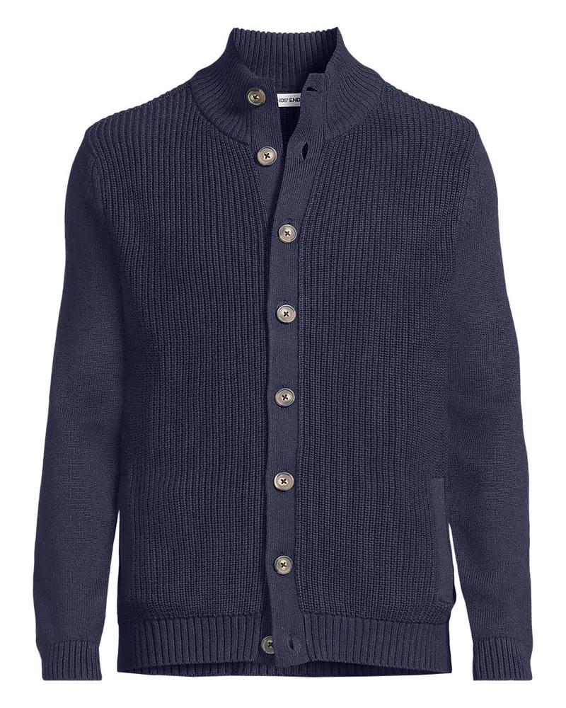 Lands' End Cardigan mit Stehkragen DRIFTER, Herren, Größe regular, Blau, Baumwolle, by Blau