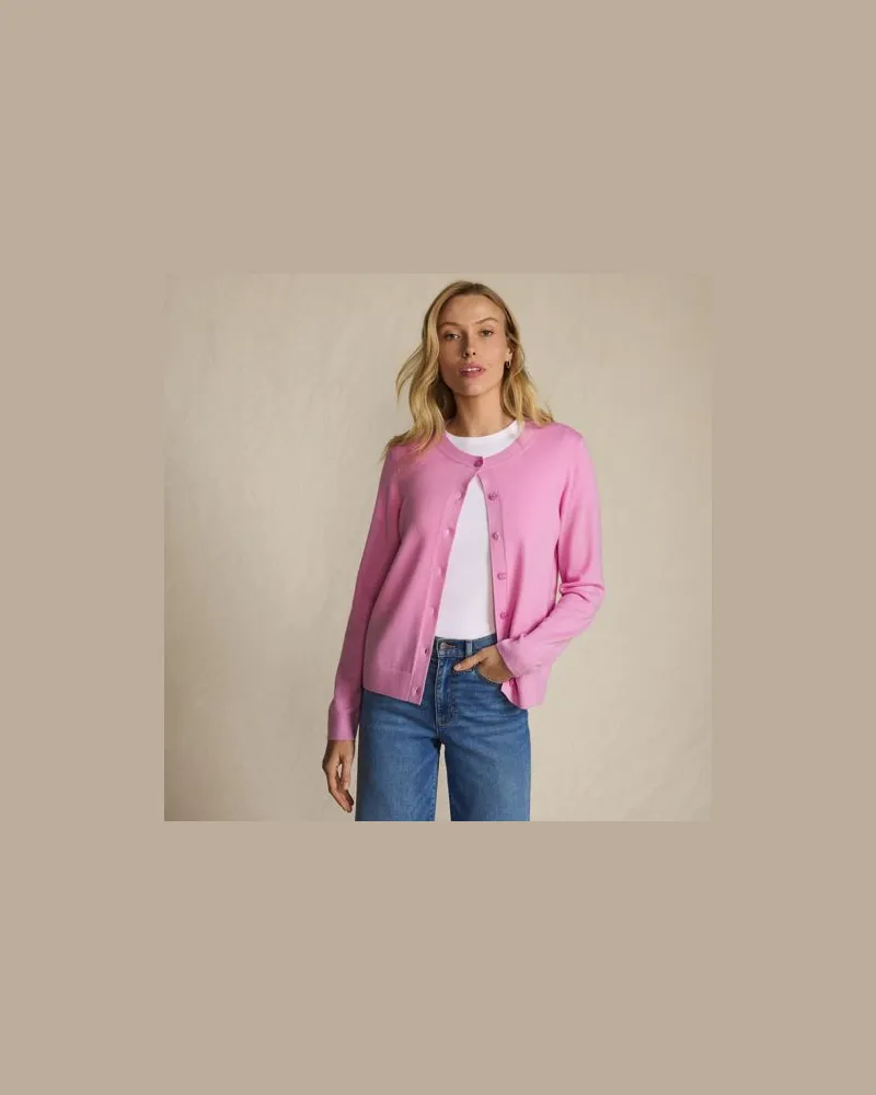 Lands' End Merino-Cardigan, Damen, Größe petite, Pink, Wolle, by Pink