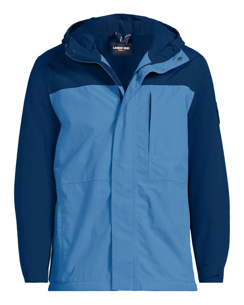 Lands' End Kapuzenjacke SQUALL, Herren, Größe regular, Blau, Polyester/Nylon-Mischung, by Blau
