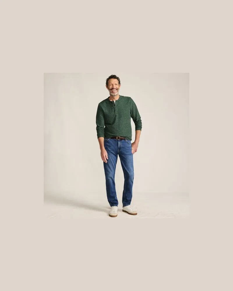 Lands' End Struktur-Henleyshirt mit Leinen, Herren, Größe:60 regular, Grün, Leinen/Polyester/Polyester-Mischung, by Grün