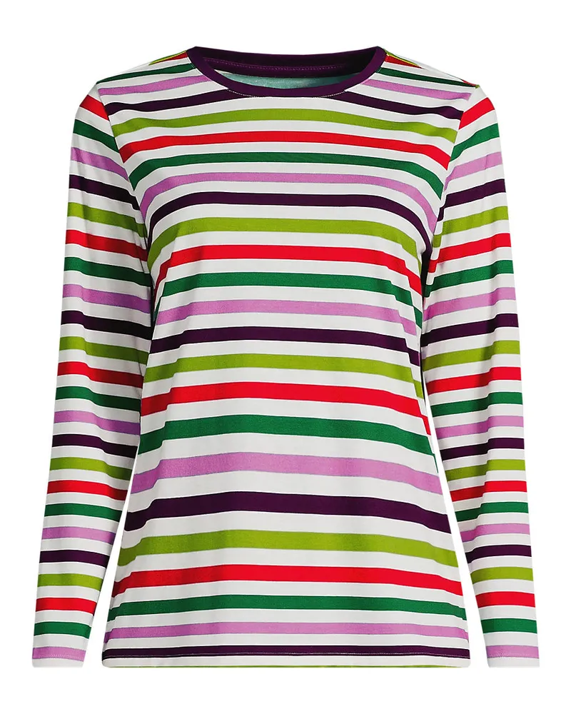 Lands' End Supima-Shirt, Langarm, Damen, Größe plus, Weiß, Baumwolle, by Weiß
