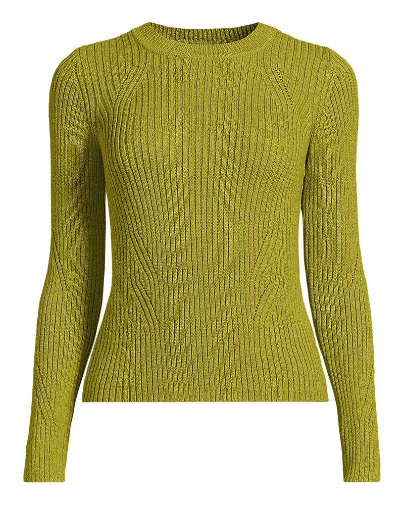 Lands' End Rippstrick-Pullover aus Baumwollmix, Damen, Größe regular, Grün, Polyacryl/Viskose/Baumwoll-Mischung, by Grün