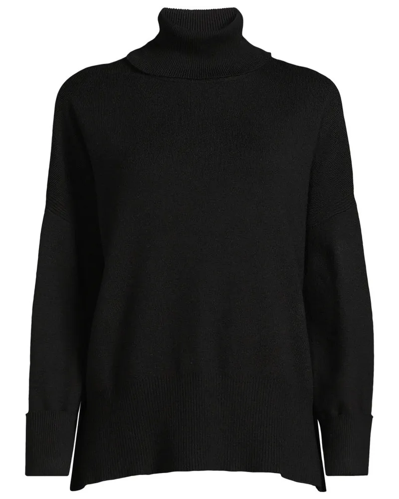 Lands' End Relaxter Rollkragenpullover, Damen, Größe regular, Schwarz, Polyester/Nylon/Polyester-Mischung, by Schwarz