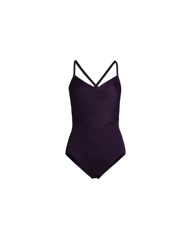 Lands' End Shape-Badeanzug SLENDER mit Webdetail, Damen, Größe regular, Lila, Elasthan/Nylon-Mischung, by Lila