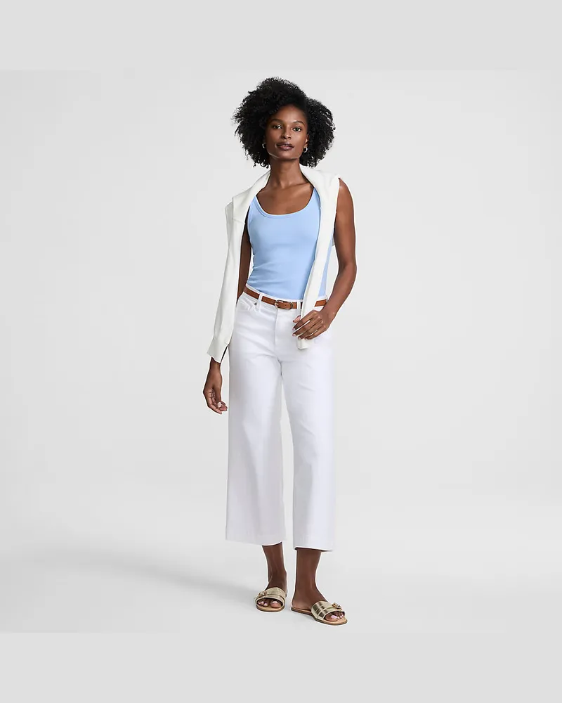 Lands' End Ripp-Tanktop, Damen, Größe petite, Blau, Elasthan/Baumwoll-Mischung, by Blau