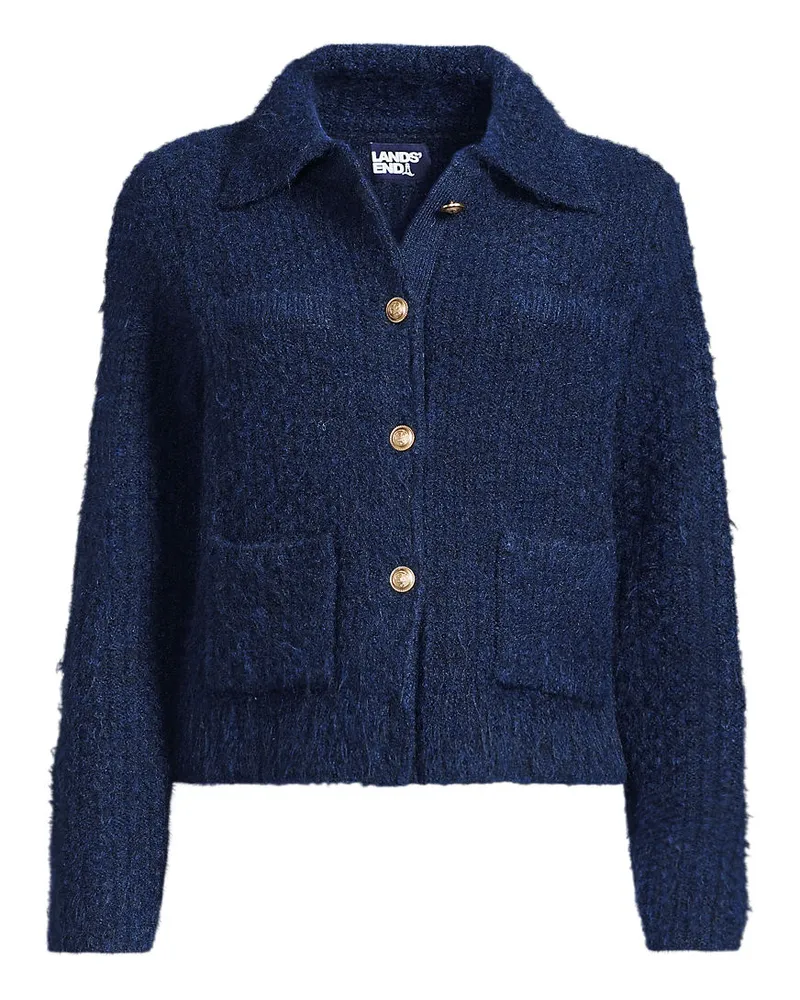 Lands' End Strukturierte Strickjacke im Couture-Stil, Damen, Größe regular, Blau, Polyacryl/Polyester-Mischung, by Blau