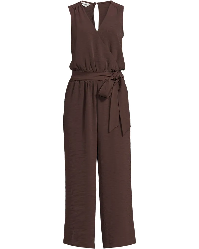 Lands' End Creaseless 7/8-Jumpsuit, Damen, Größe regular, Braun, Polyester, by Braun