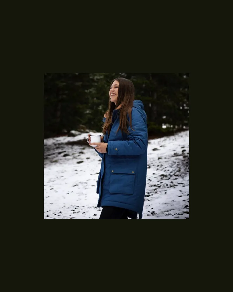 Lands' End Wasserabweisender Baumwoll-Parka mit Webpelzfutter, Damen, Größe:32-34 petite, Blau, by Blau