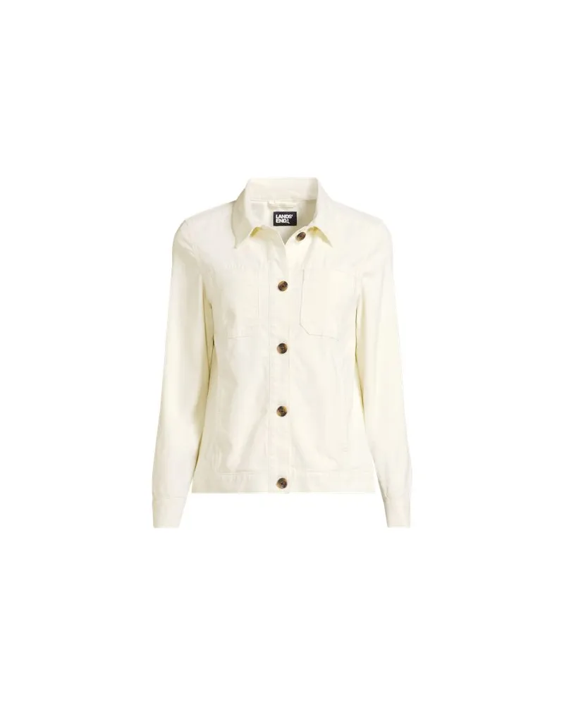Lands' End Leicht verkürzte Cordjacke, Damen, Größe regular, Weiß, Baumwoll-Mischung, by Weiß