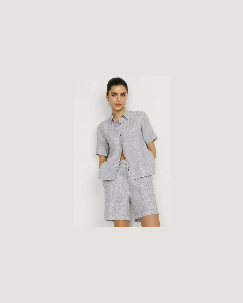 Lands' End Leinen-Schlupfshorts, Damen, Größe regular, Schwarz, Leinen, by Schwarz