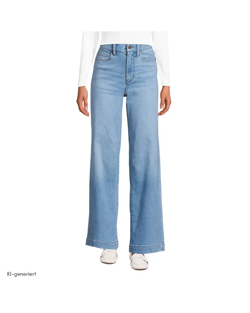 Lands' End Recover Jeans High Waist mit weitem Bein, Damen, Größe regular, Blau, by Blau