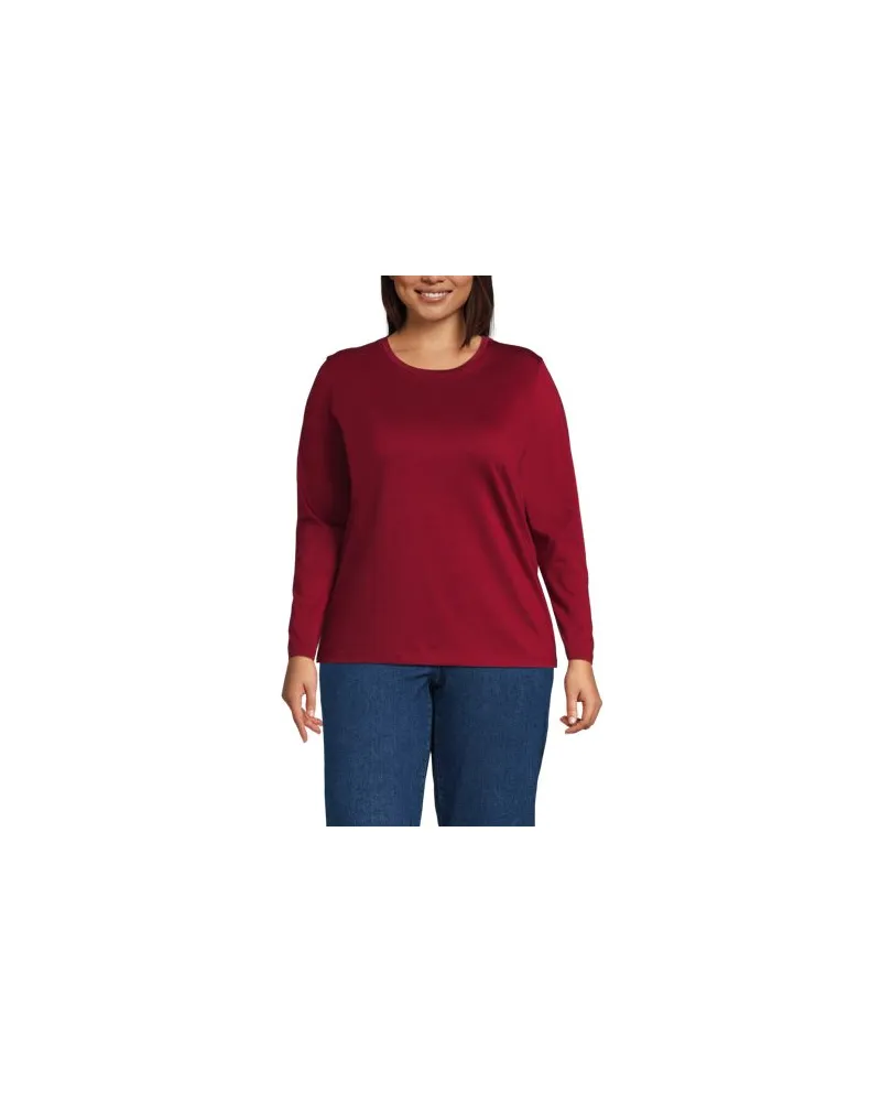 Lands' End Supima-Shirt, Langarm, Damen, Größe plus, Rot, Baumwolle, by Rot