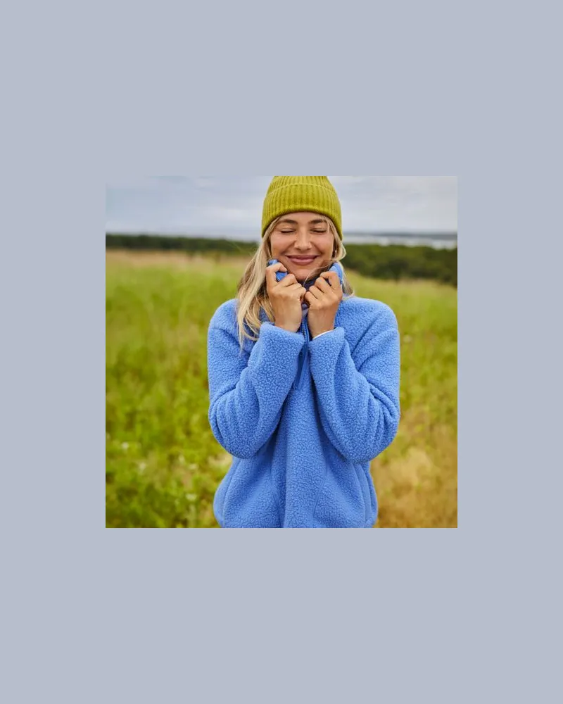 Lands' End Teddy-Pullover mit Reißverschluss, Damen, Größe:40-42 petite, Blau, Polyester, by Blau