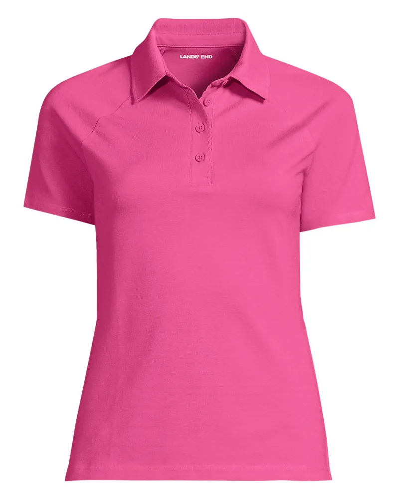 Lands' End Piqué-Poloshirt SLIM FIT mit kurzen Ärmeln, Damen, Größe plus, Pink, Baumwolle/Baumwoll-Mischung, by Pink