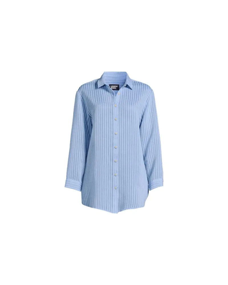 Lands' End Leichtes, geripptes Strandkleid, Damen, Größe plus, Blau, by Blau