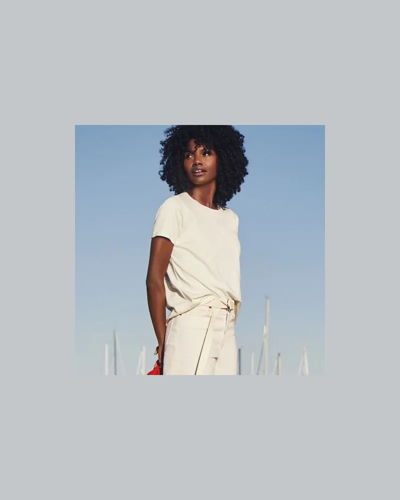 Lands' End Supima Kurzarm-Shirt mit rundem Ausschnitt, Damen, Größe:44-46 regular, Weiß, Baumwolle, by Weiß