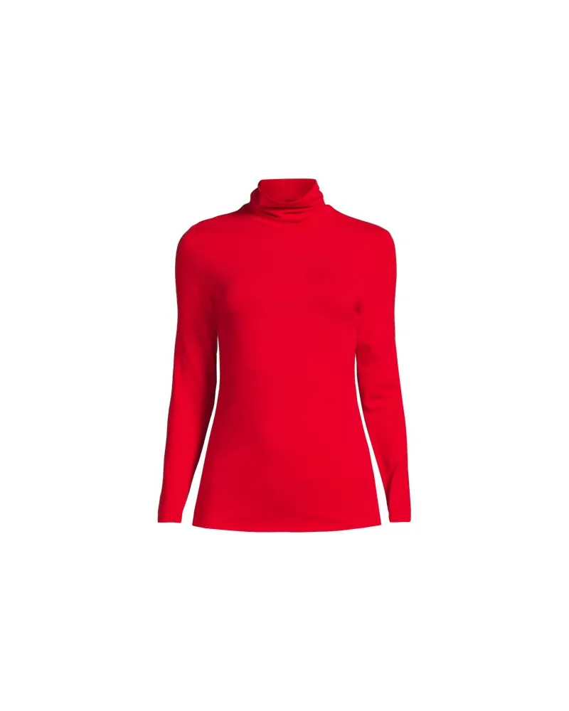 Lands' End Rollkragenshirt aus Baumwoll/Modalmix, Damen, Größe regular, Rot, Baumwolle/Elasthan/Baumwolle Modal, by Rot