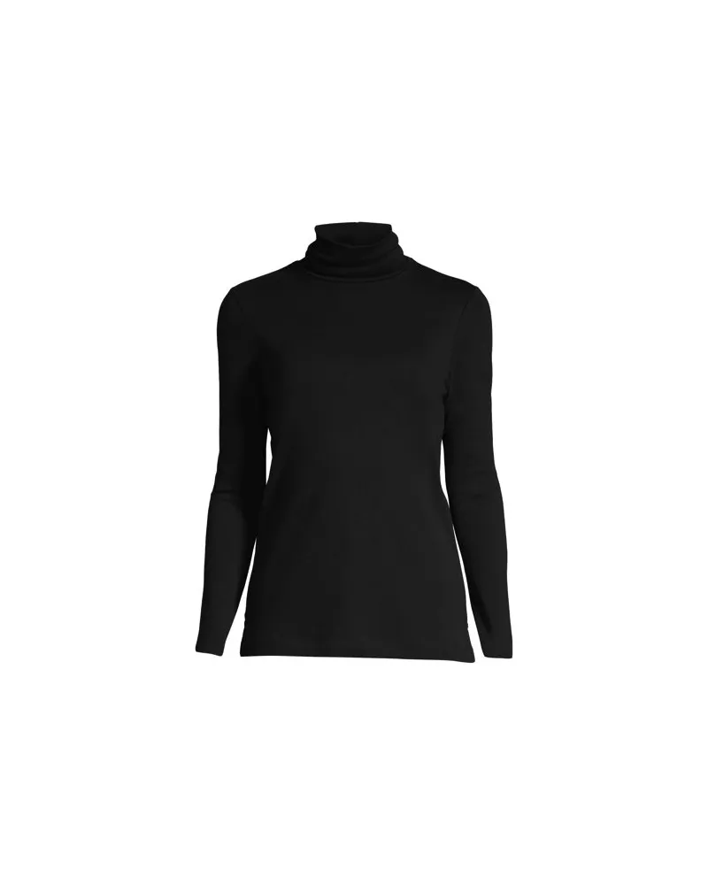 Lands' End Rollkragenshirt aus Supima, Damen, Größe plus, Schwarz, Baumwolle, by Schwarz