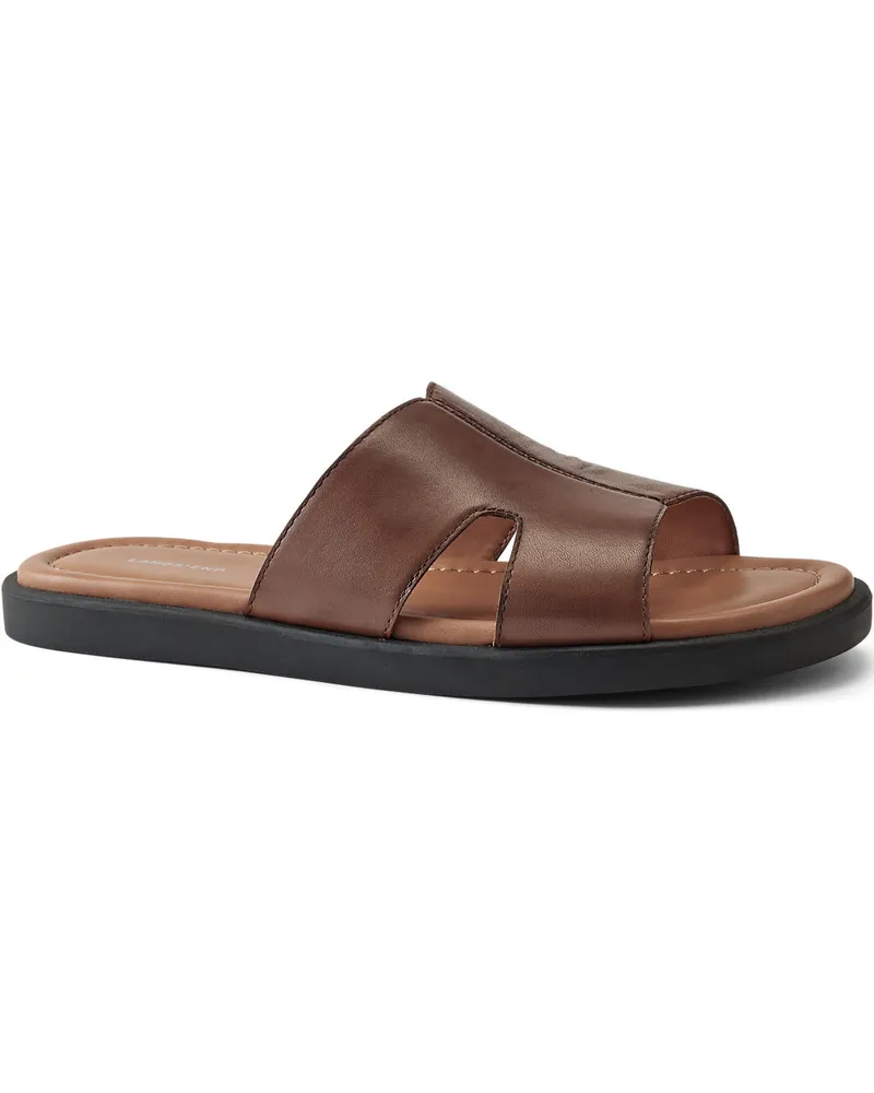 Lands' End Leder-Pantoletten mit breitem Riemen, Herren, Größe regular, Beige, Leder, by Beige
