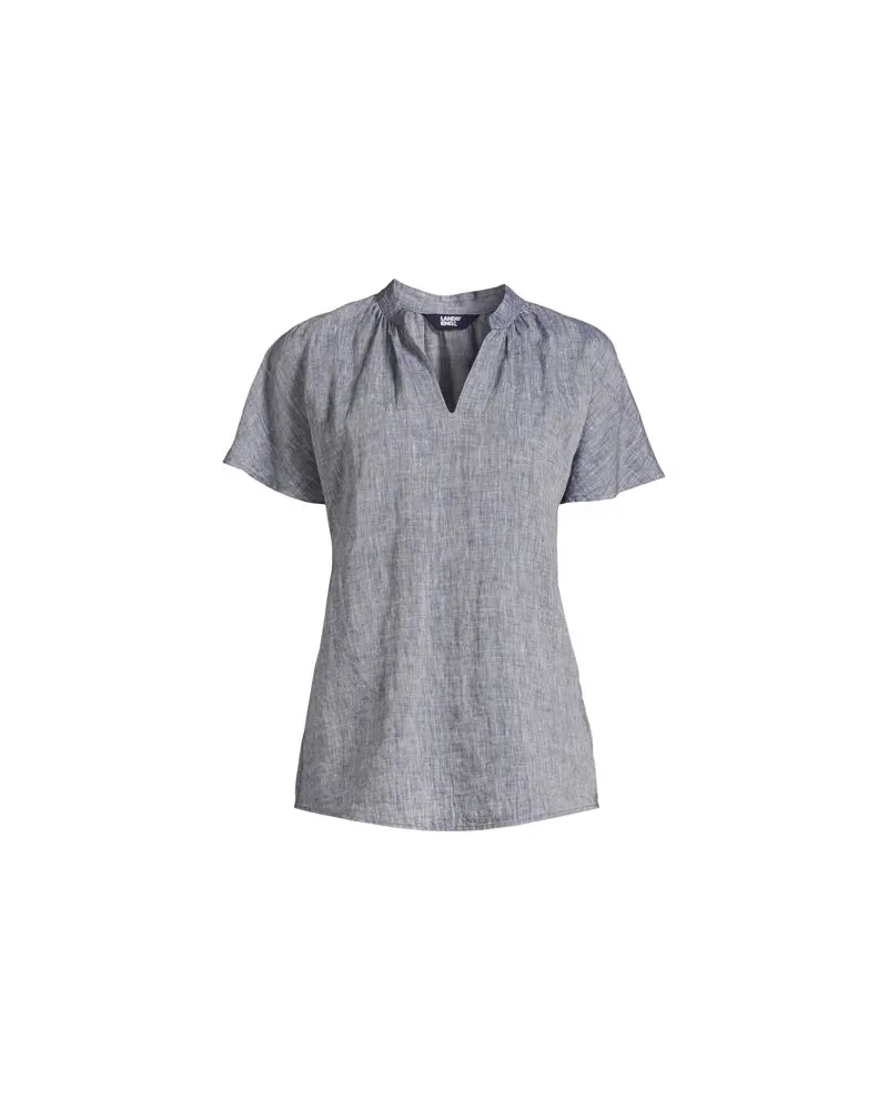Lands' End Leinentop mit Dolman-Ärmeln, Damen, Größe:40-42 petite, Blau, by Blau