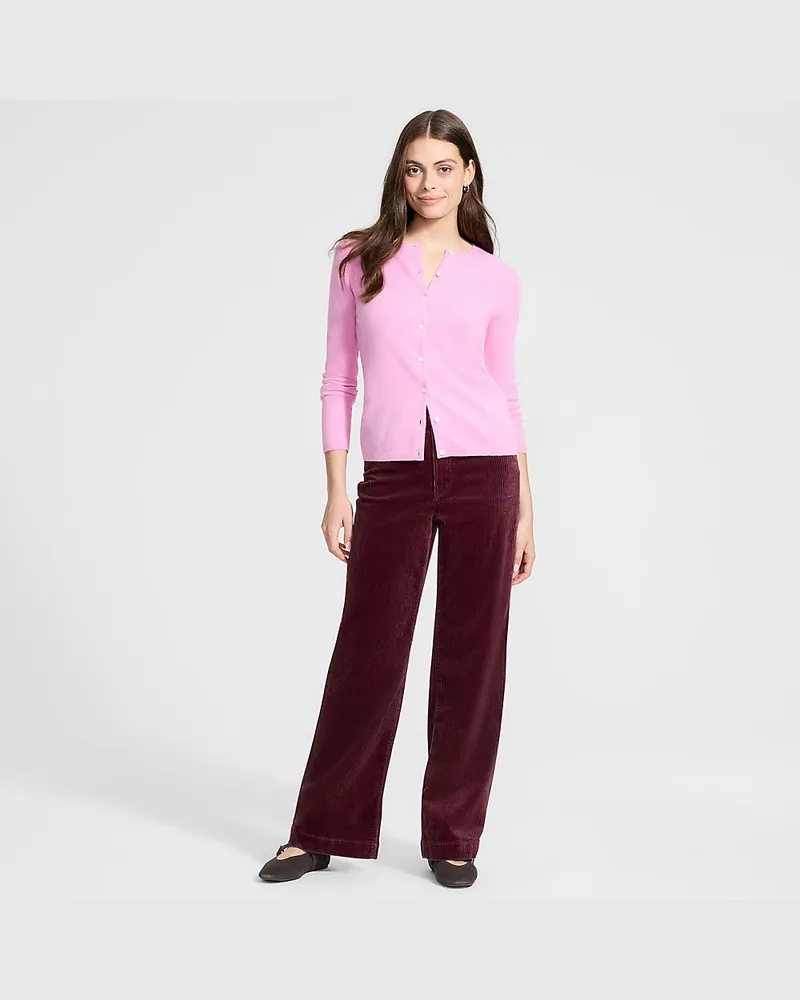 Lands' End Breitcord-Hose High Waist mit weitem Bein, Damen, Größe regular, Rot, Elasthan/Baumwoll-Mischung, by Rot