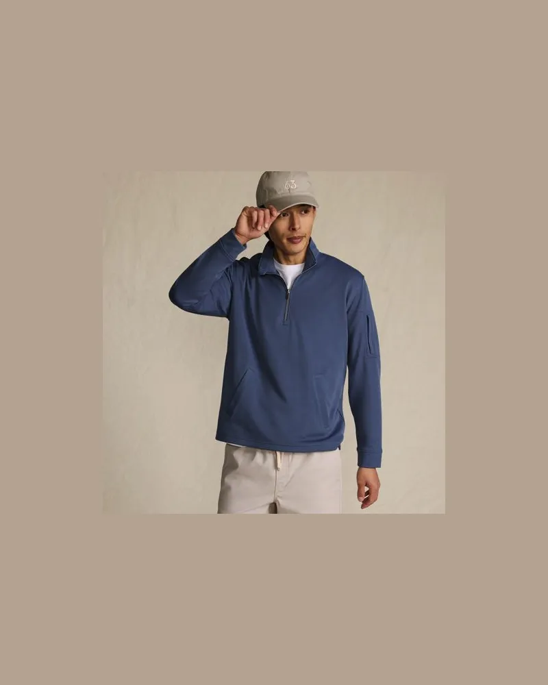 Lands' End Piqué Performance-Zipperpullover, Herren, Größe:52-54 regular, Blau, Polyester-Mischung, by Blau