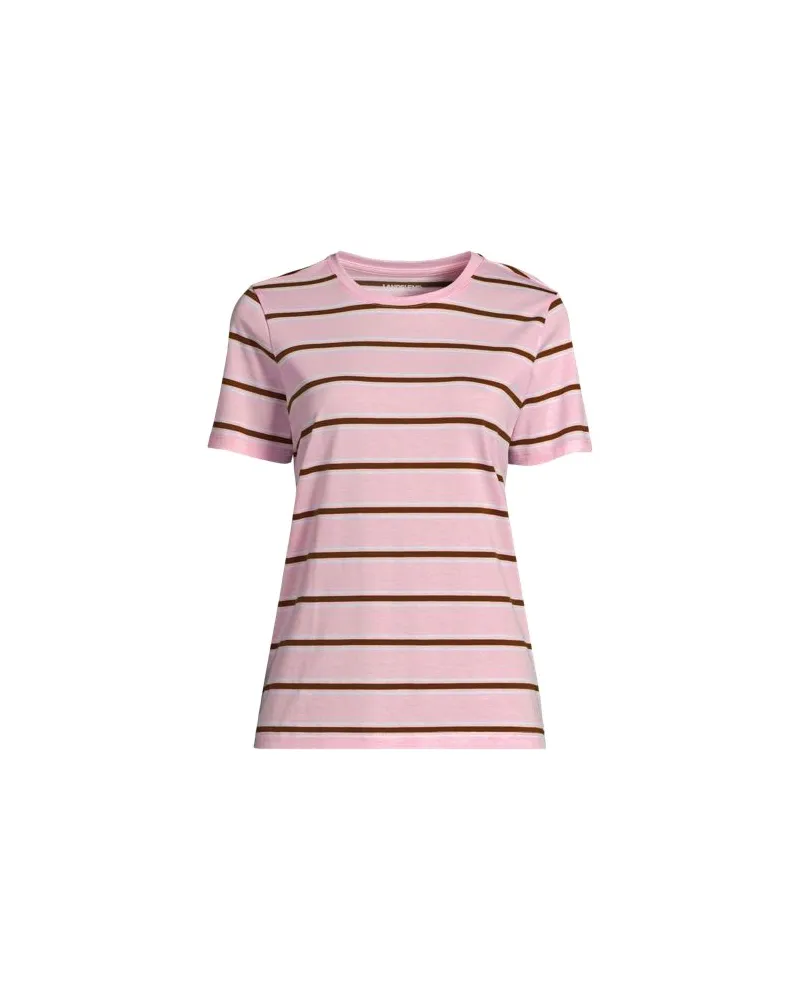 Lands' End Supima Kurzarm-Shirt mit rundem Ausschnitt, Damen, Größe plus, Pink, Baumwolle, by Pink