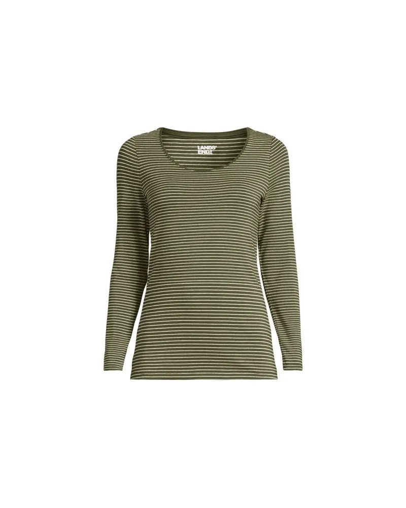 Lands' End Baumwolle/Modal-Shirt mit Ballett-Ausschnitt, Damen, Größe:40-42 regular, Grün, Baumwolle Modal, by Grün