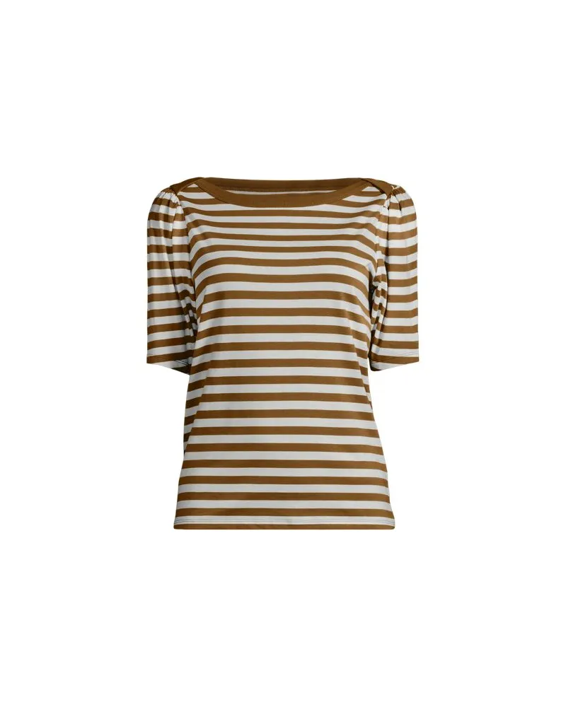 Lands' End Supima-Shirt mit U-Boot-Ausschnitt, Damen, Größe plus, Braun, Baumwolle, by Braun