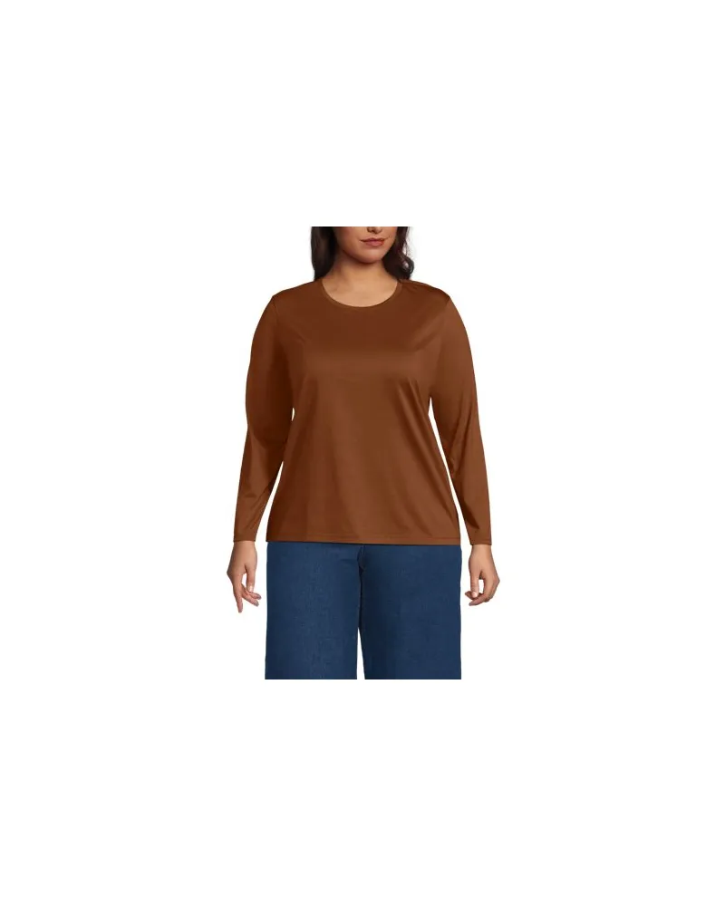 Lands' End Supima-Shirt, Langarm, Damen, Größe plus, Orange, Baumwolle, by Orange
