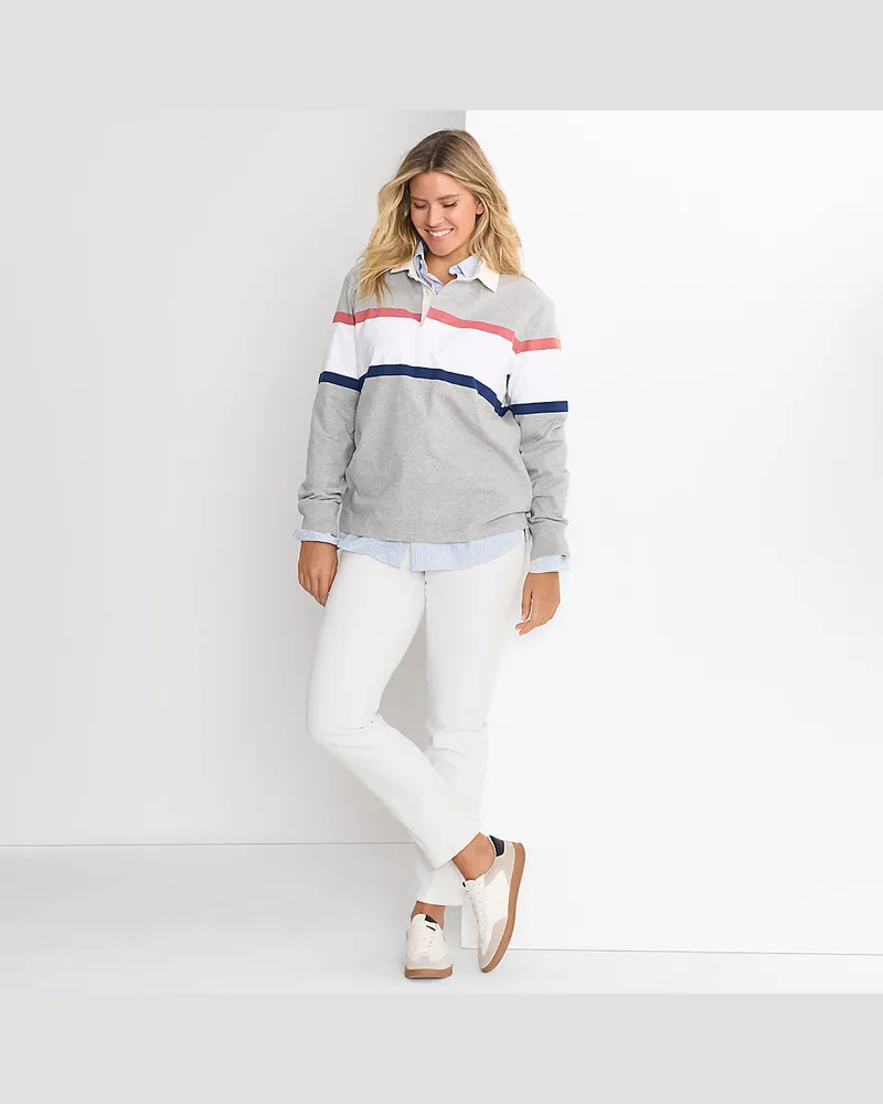 Lands' End Unifarbene Straight Fit Jeans Mid Waist, Damen, Größe regular, Weiß, Elasthan/Baumwoll-Mischung/Polyester-Mischung, by Weiß
