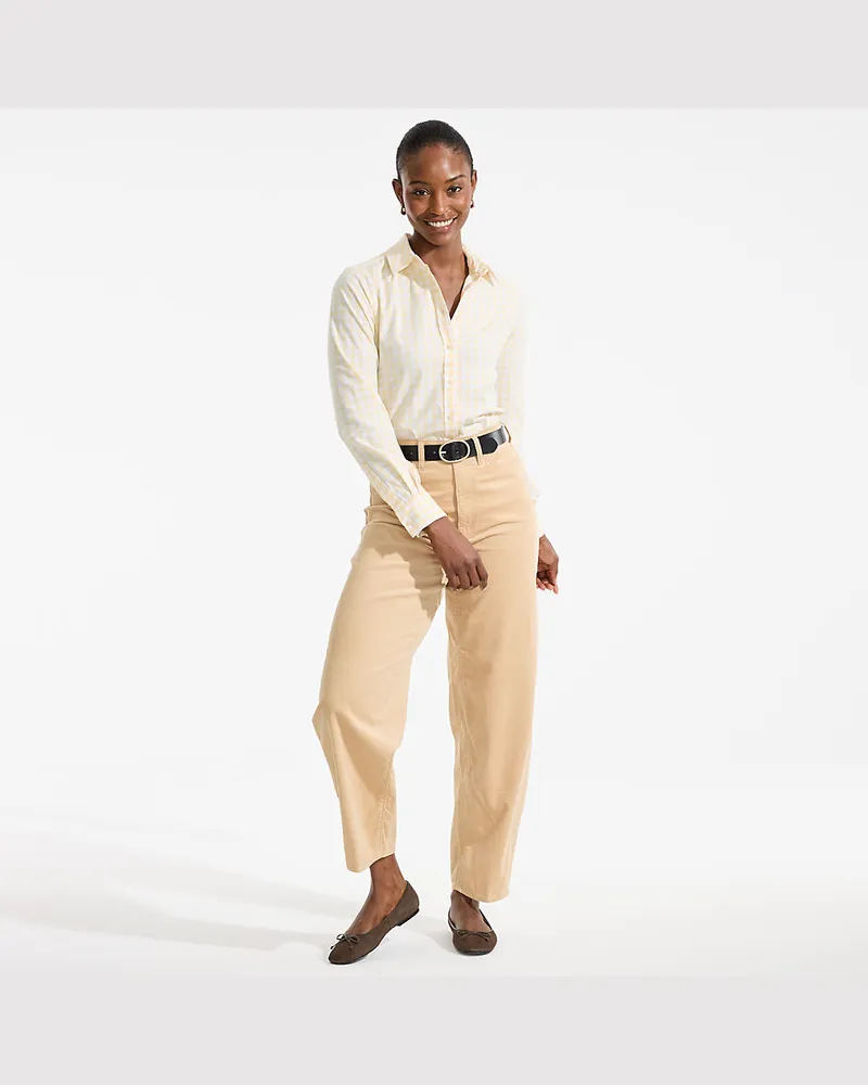 Lands' End Barrel-Feincordhose High Waist, Damen, Größe:34 regular, Weiß, Baumwolle, by Weiß