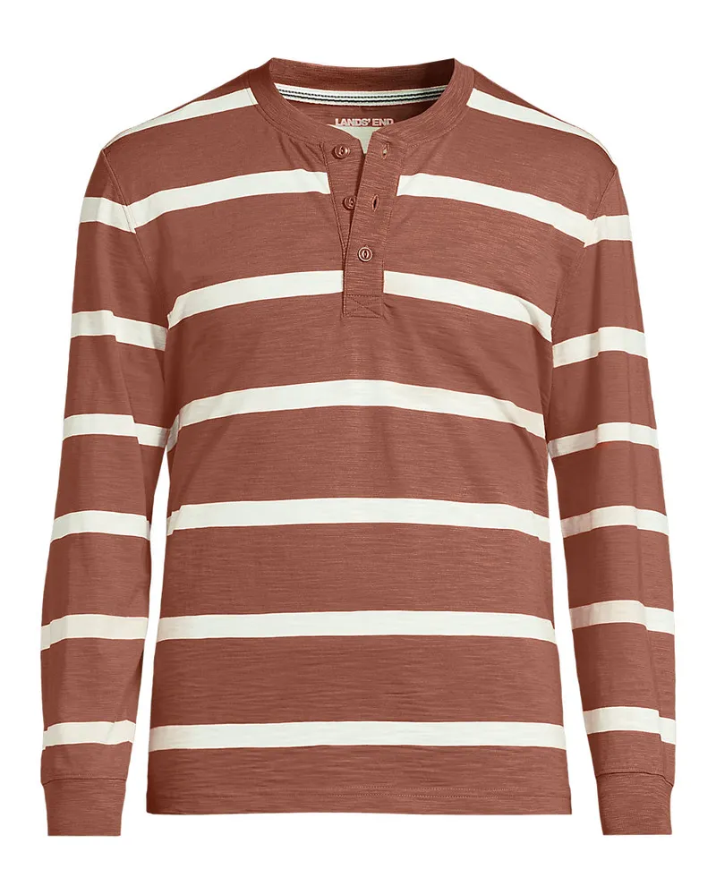 Lands' End Flammgarn-Henleyshirt aus reiner Baumwolle, Herren, Größe regular, Weiß, Baumwolle, by Weiß