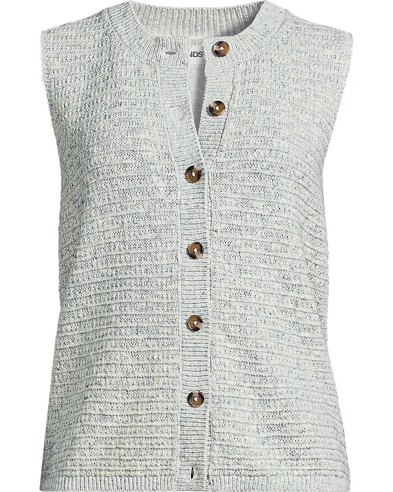 Lands' End Soft Ease Geknöpftes Top aus Leinenmix, Damen, Größe regular, Blau, Baumwolle/Leinen/Nylon, by Blau