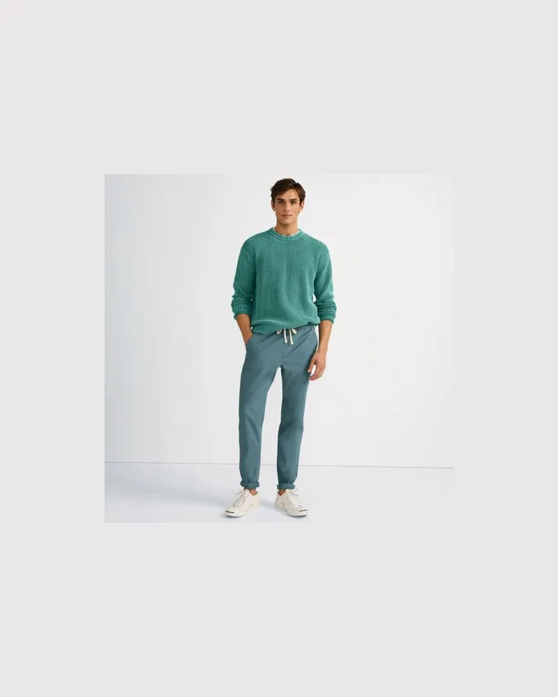 Lands' End Schlupfbund-Chino, Herren, Größe regular, Blau, Baumwolle/Leinen, by Blau