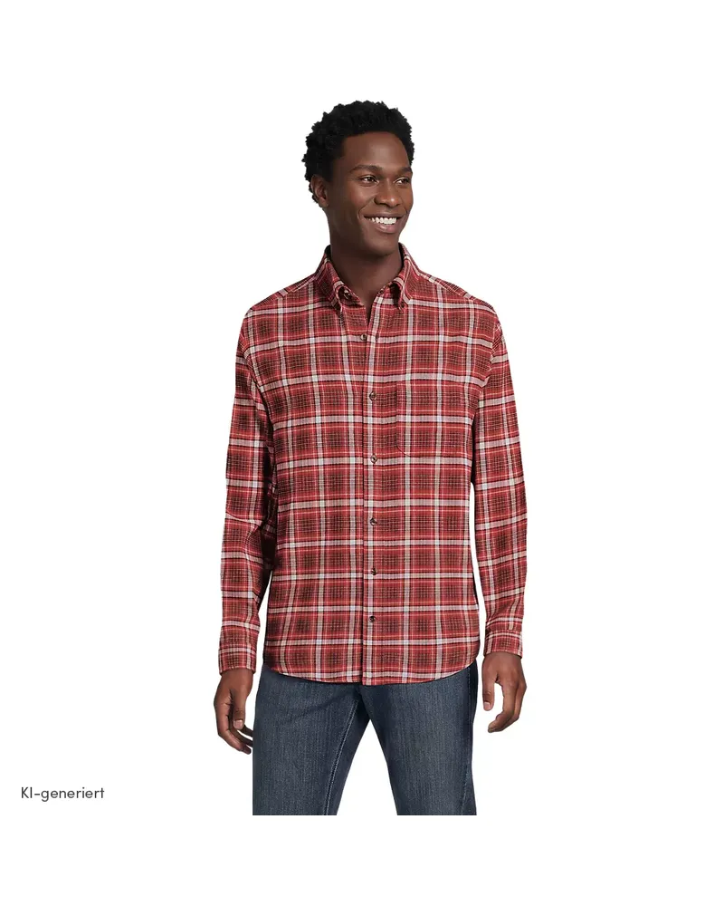 Lands' End Flanellhemd Flagship Classic Fit, Herren, Größe regular, Rot, Baumwolle, by Rot