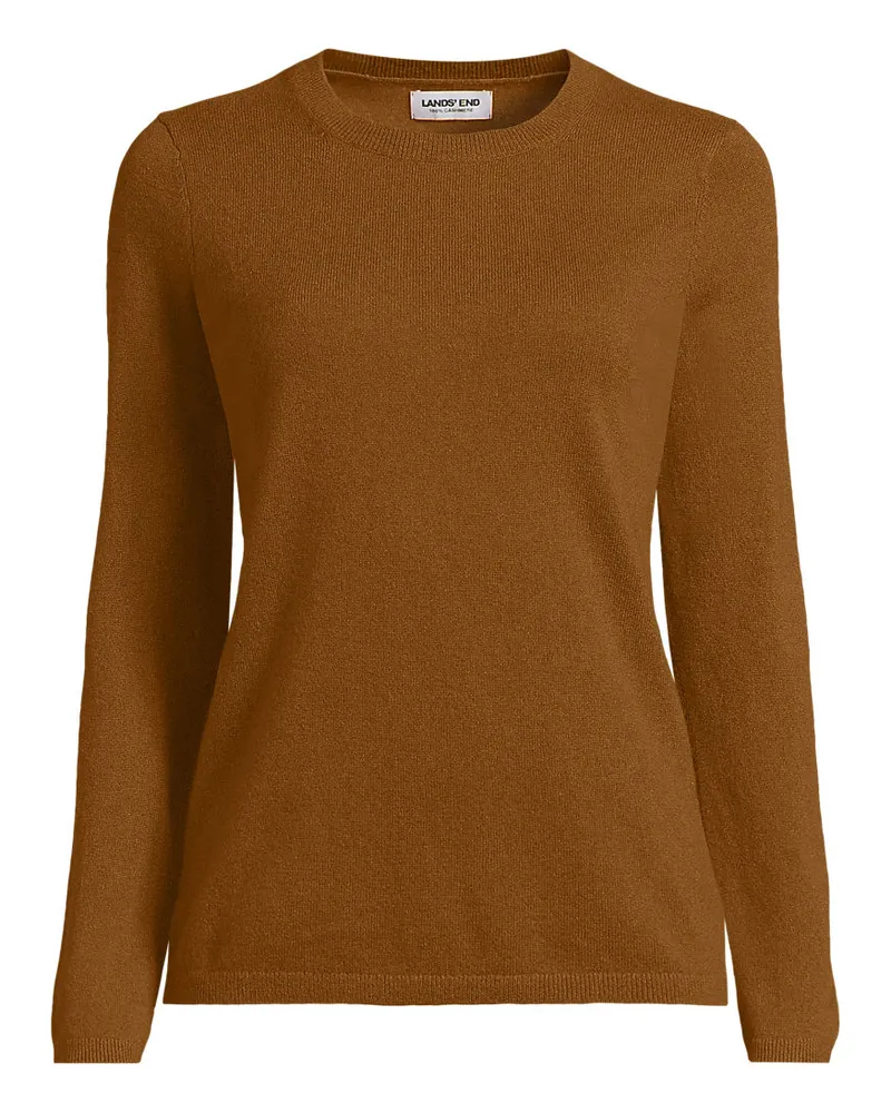 Lands' End Kaschmir-Pullover mit rundem Ausschnitt, Damen, Größe regular, Beige, Kaschmir, by Beige