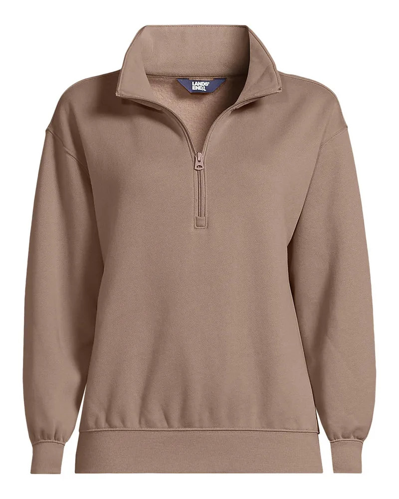 Lands' End Serious Sweats Pullover mit Reißverschluss, Damen, Größe plus, Braun, Baumwoll-Mischung/Polyester-Mischung, by Braun
