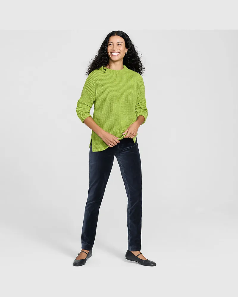 Lands' End Slim Fit Samthose High Waist, Damen, Größe:34 petite, Grau, Baumwoll-Mischung, by Grau