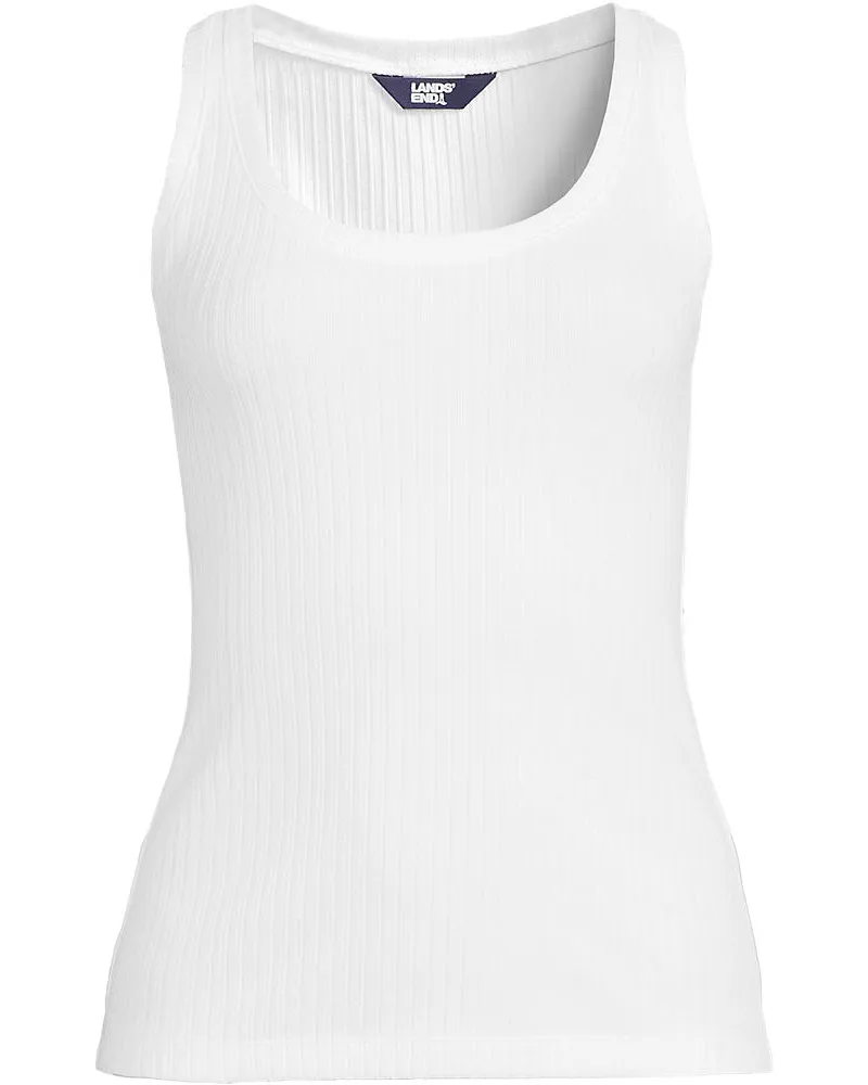 Lands' End Ärmelloses Ajour-Top, Damen, Größe regular, Weiß, Elasthan/Baumwoll-Mischung, by Weiß