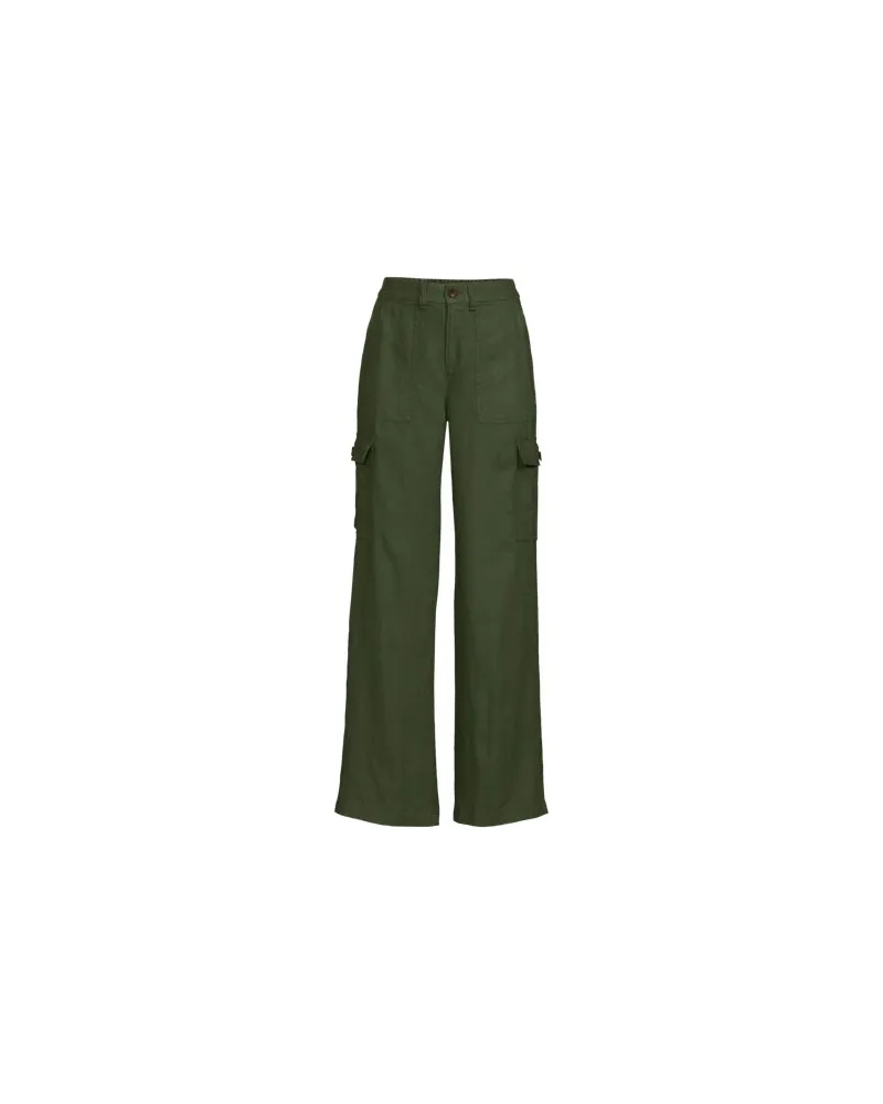Lands' End Relaxte Leinenhose mit geradem Bein, Damen, Größe plus, Grün, Leinen, by Grün